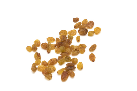 Golden raisins isolated on white background,の写真素材