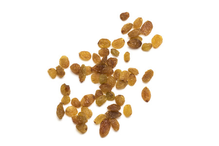 Golden raisins isolated on white background,の写真素材