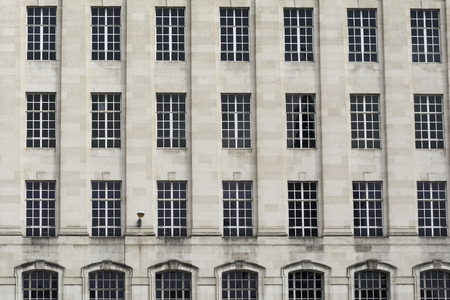 Pattern of windows on the facade of a buildingの写真素材