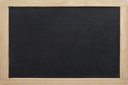 Blank slate board with wooden frame, isolated on white backgroundの写真素材