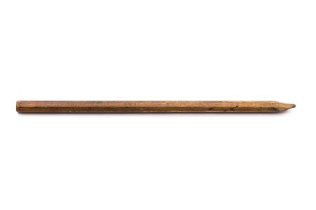 Old dirty brown pencil on white background