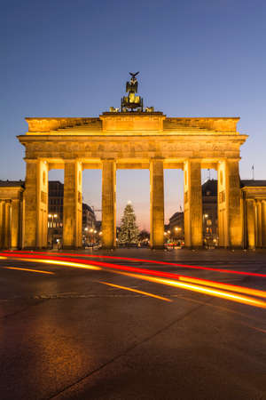 Brandenburg gate illuminated on Christmas seasonの写真素材