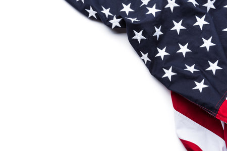 The flag of the United States of America isolated on white backgroundの写真素材