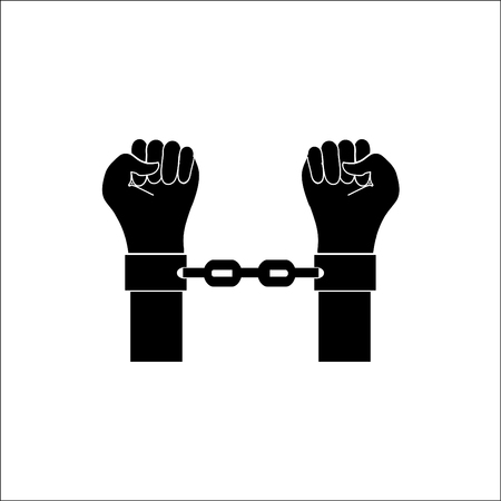 Hands in handcuffs.Vector icon.のイラスト素材