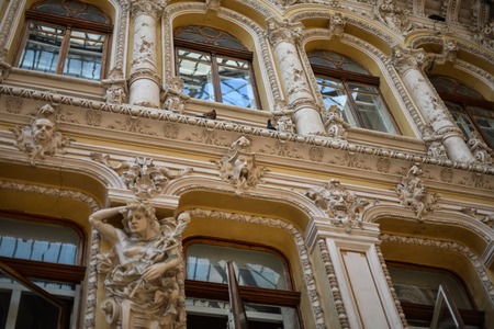 Beautifully decorated with stucco old building in Odessaのeditorial素材