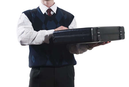 Businessman reaching a business matter isolated