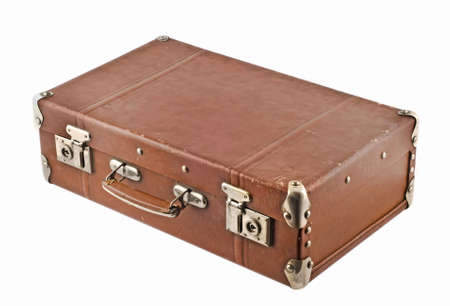 Traveling - old-fashioned case (trunk, suitcase) isolated over whiteの写真素材