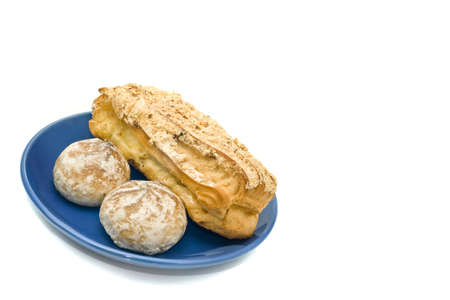 Lunch time - delicious dessert over whiteの写真素材