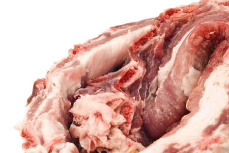 Close-up of raw meat isolated over white