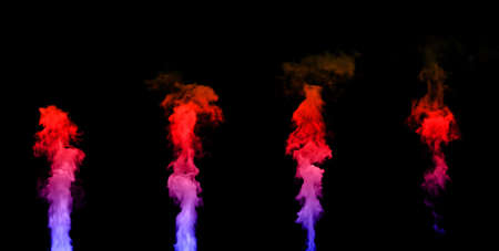 Abstract colored smoke shapes on black