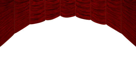 Arc shaped Red Curtain with beautiful textile pattern. Extralarge resolutionの写真素材