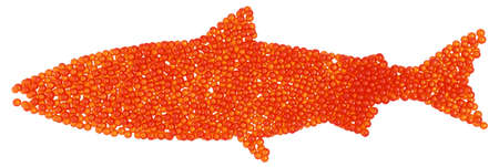 Salmon Caviar fish shape isolated over white. Extralarge resolutionの写真素材