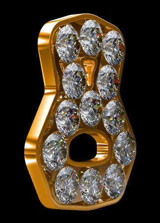 Golden 8 numeral incrusted with diamonds. の写真素材