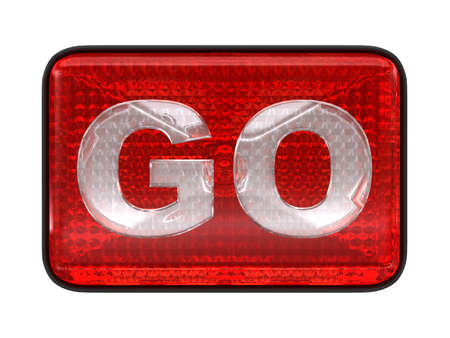 Go button or headlight isolated over whiteの写真素材