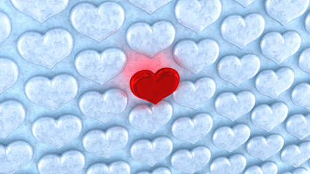 Love concept. Red heart among ice. Large resolutionの写真素材