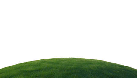 Green grass on hill isolated over white backgroundの写真素材
