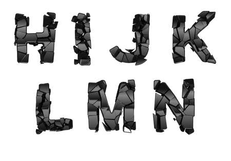 Broken H-N font letters isolated on whiteの写真素材