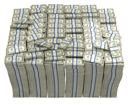 Treasury. Large bundle of US dollars isolated