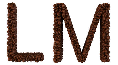 Coffee font L and M letters isolated over whiteの写真素材