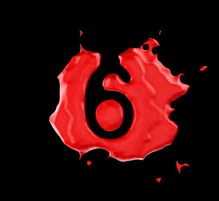 Red blob 6 figure over black background. Large resolutionの写真素材