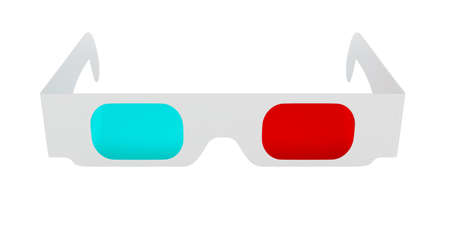 3D glasses for watching 3D content isolated over whiteの写真素材