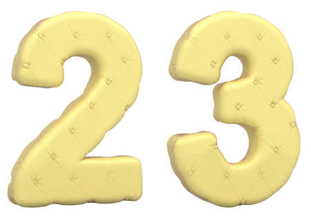 Luxury soft leather font 2 3 digits isolated over whiteの写真素材