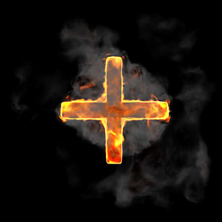 Burning and flame font plus symbol over black backgroundの写真素材
