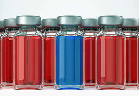 Right medical decision: group of ampules with unique one の写真素材