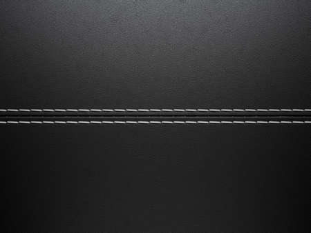Black horizontal stitched leather background. Large resolutionの写真素材