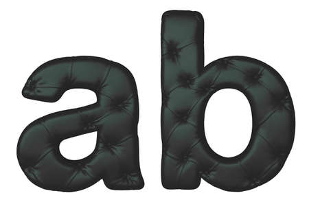 Luxury black leather font A B letters isolated on whiteの写真素材