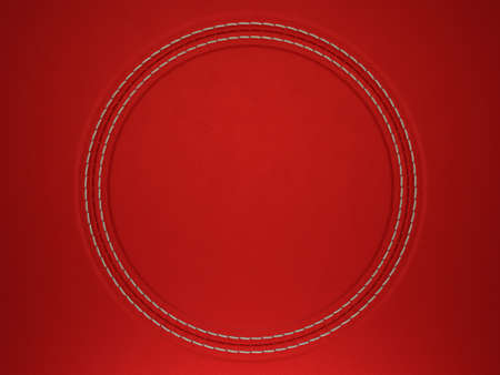 Red stitched circle shape on leather background. Large resolutionの写真素材