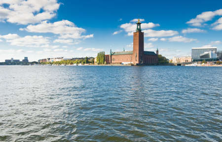 Stockholm city hall and blue sky in summerの写真素材