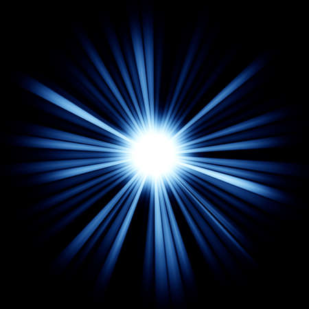 Blue Beams of light: shining star in the dark. Large resolutin の写真素材