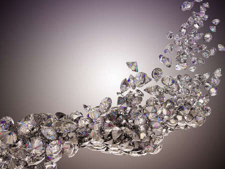 Large diamonds flow over studio light backgroundの写真素材