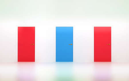 Right choice: three conceptual doors in abstract roomの写真素材