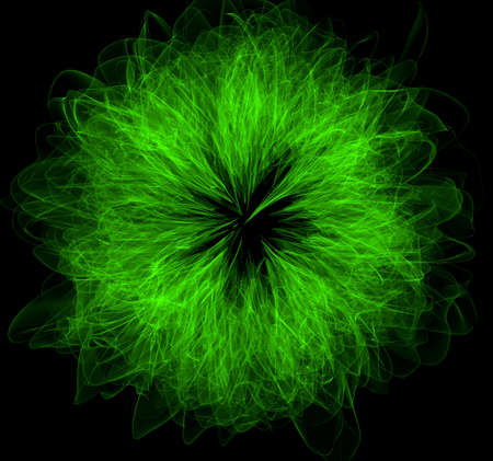Green round abstraction over black background. Large resolutionの写真素材