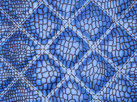 Blue Alligator skin with stitched rectangles. Useful as texture or background