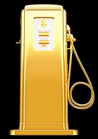 Costly fuel: golden gas pump isolated on black. Large resolution の写真素材