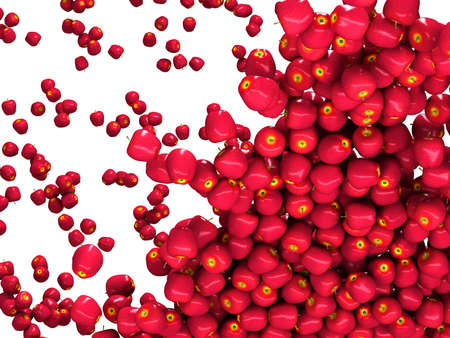 Crop: Many ripe red apples isolated over white backgroundの写真素材