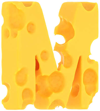 Cheeze font M letter isolated over white backgroundの写真素材