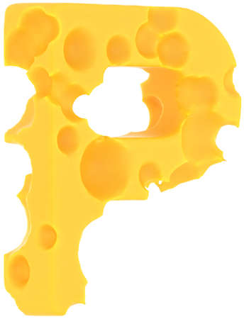 Cheeze font P letter isolated over white backgroundの写真素材