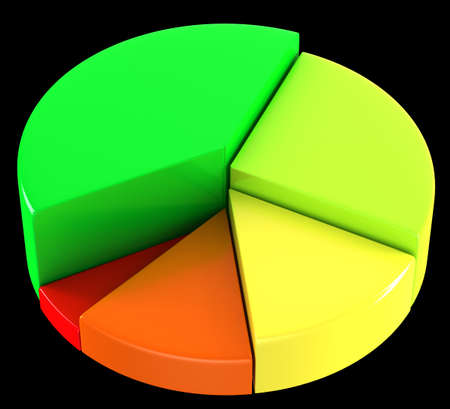 Colorful pie chart or circular diagram over black background