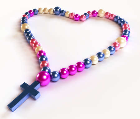 Abstract colorful rosary beads over white backgroundの写真素材