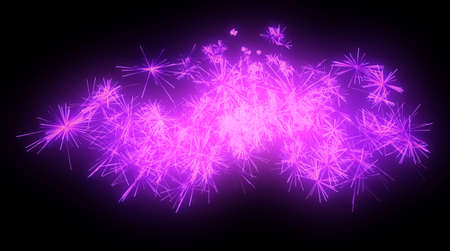 Celebration: lilac festive fireworks at night over blackの写真素材
