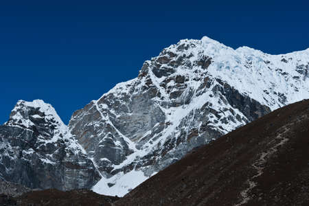 Mountain Peaks not far Gorak shep and Everest base campの写真素材