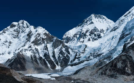 Peaks not far Gorak shep and Everest base camp. Himalayas, shot on 5000 m altitudeの写真素材