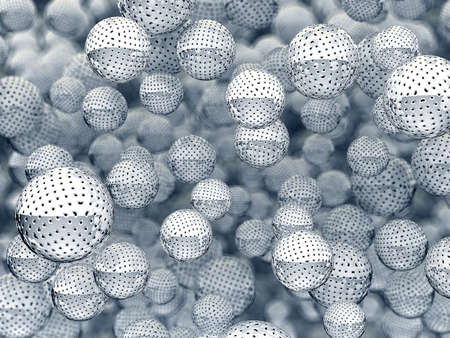 Metallic sieve orbs with holes. Large resolutionの写真素材