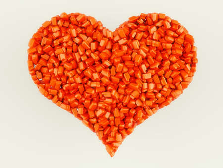 Sweet love and Valentine: Red Candies heart shape の写真素材