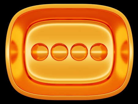 Golden button or control over black background, Large resolution