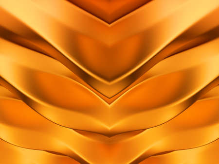 Golden abstract symmetric waves pattern. Useful as backgroundの写真素材